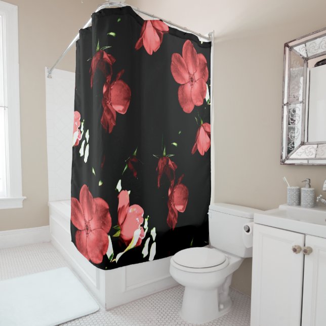 Pink Flowers Shower Curtain (In Situ)
