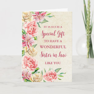 Pink Flowers Sister in Law Happy Mother's Day Card
