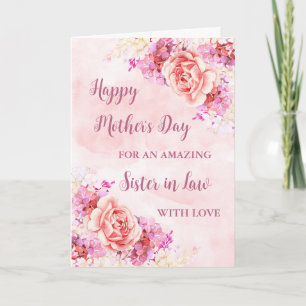 Pink Flowers Sister in Law Happy Mother's Day Card