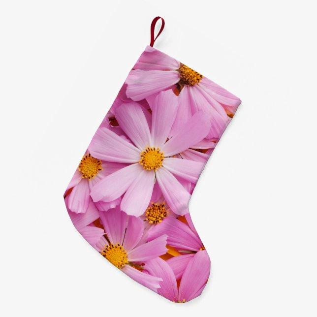 Pink Flowers Small Christmas Stocking (Front (Hanging))