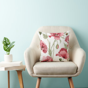 Pink flowers Spring Summer Abstract Floral Cushion