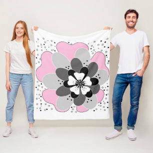 Pink flowers spring summer fleece blanket