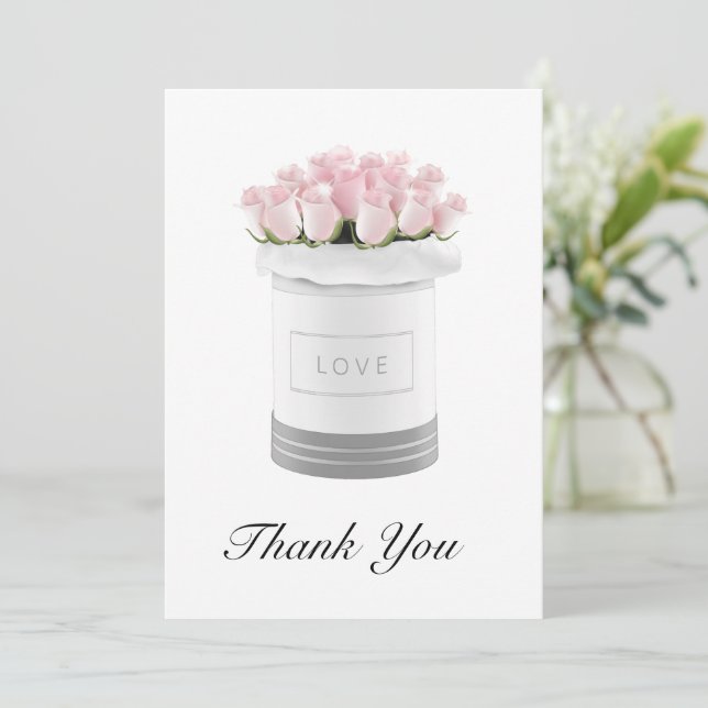 Pink Flowers Thank You Card (Standing Front)