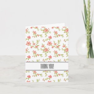 Pink Flowers Thank You Card