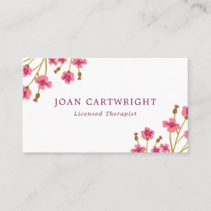Pink Flowers - Therapist Business Card