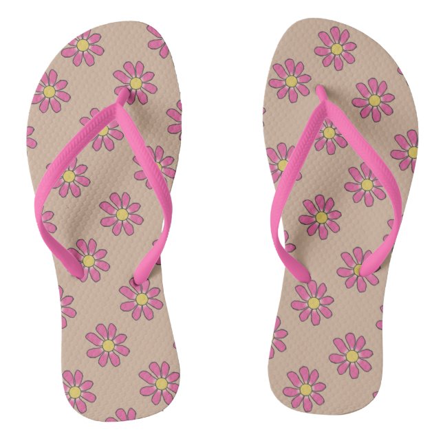 Pink Flowers Thongs (Footbed)