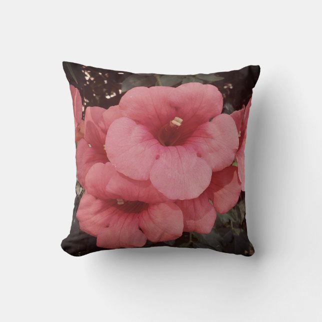 Pink Flowers Throw Cushion (Front)