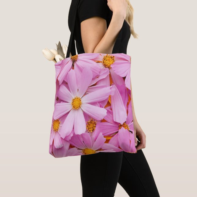 Pink Flowers Tote Bag (Close Up)