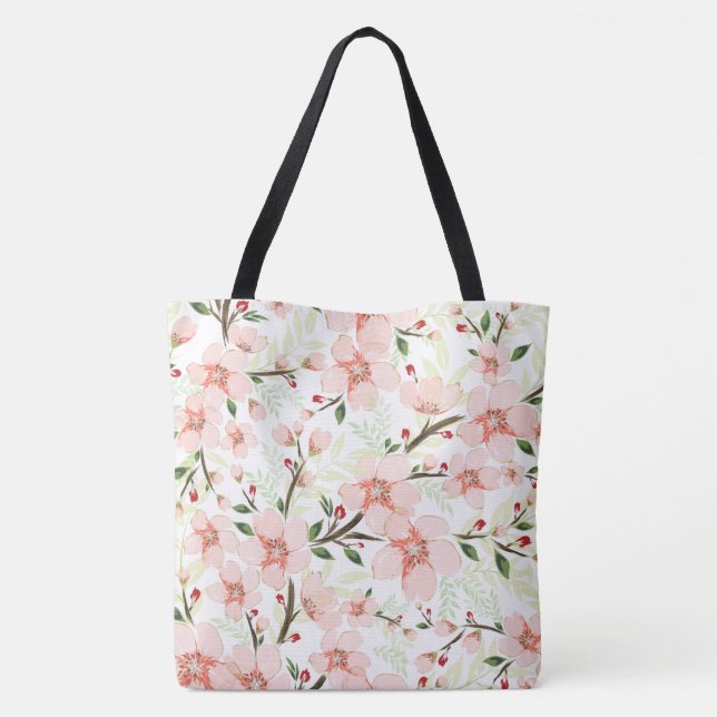 Pink flowers tote bag (Back)