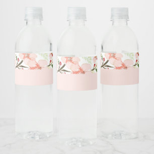 Pink flowers water bottle label