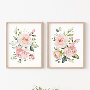 Pink Flowers, Watercolor Flowers, Girl Nursery