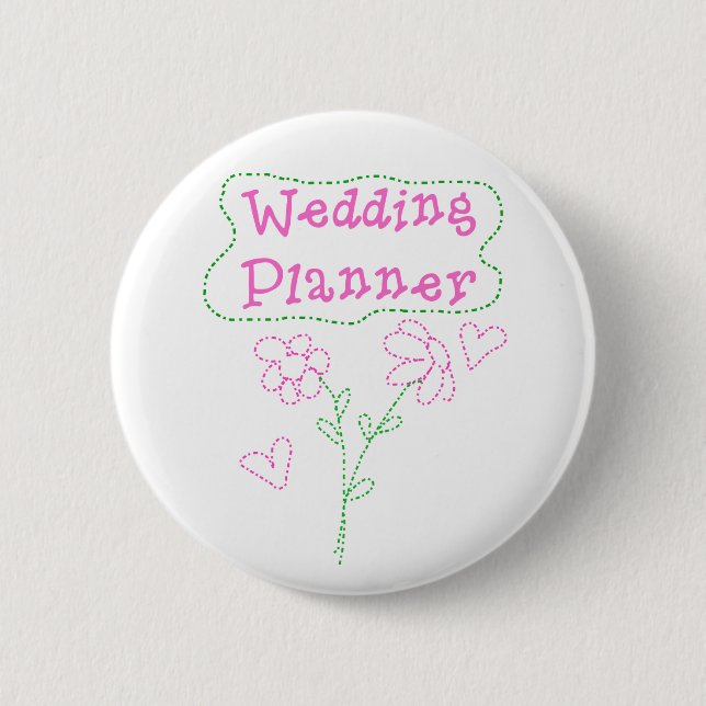 Pink Flowers Wedding Planner 6 Cm Round Badge (Front)
