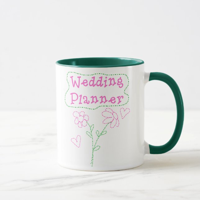 Pink Flowers Wedding Planner Mug (Right)