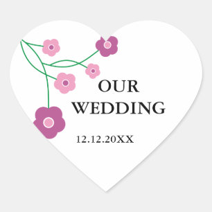 Pink Flowers Wedding Stickers