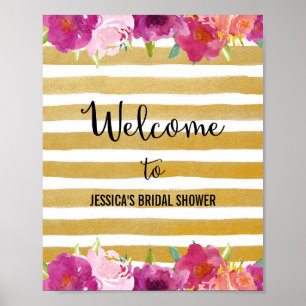 Pink Flowers Welcome Poster Print
