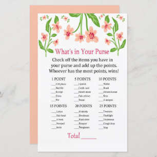Pink Flowers What's in your purse game