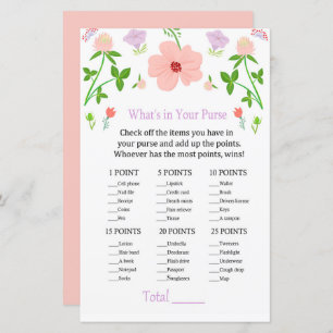 Pink Flowers What's in your purse game