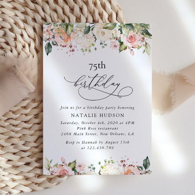 Pink Flowers, White Flowers, Boho, Birthday Invitation (Creator Uploaded)