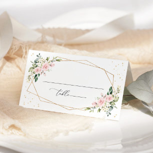 Pink Flowers, White Flowers, Boho, Bridal Shower Place Card