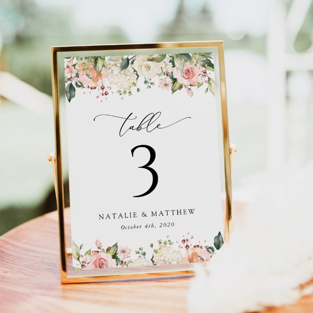 Pink Flowers, White Flowers, Boho, Table Numbers (Creator Uploaded)