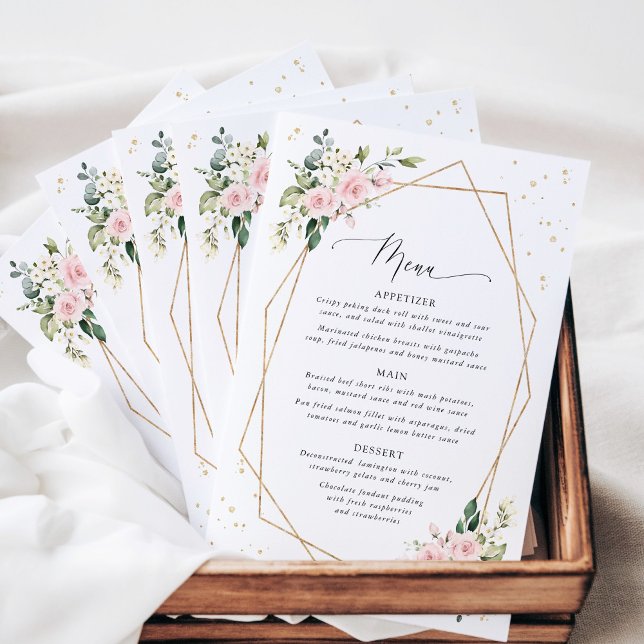 Pink Flowers, White Flowers, Boho, Wedding Menu (Creator Uploaded)