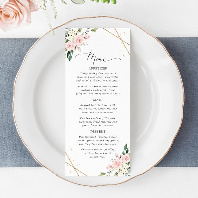 Pink Flowers, White Flowers, Bridal Shower Menu (Creator Uploaded)