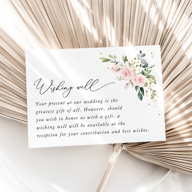 Pink Flowers, White Flowers, Wedding Wishing Well Enclosure Card (Creator Uploaded)