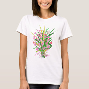 Pink Flowers Wildflowers Floral custom name Summer T-Shirt