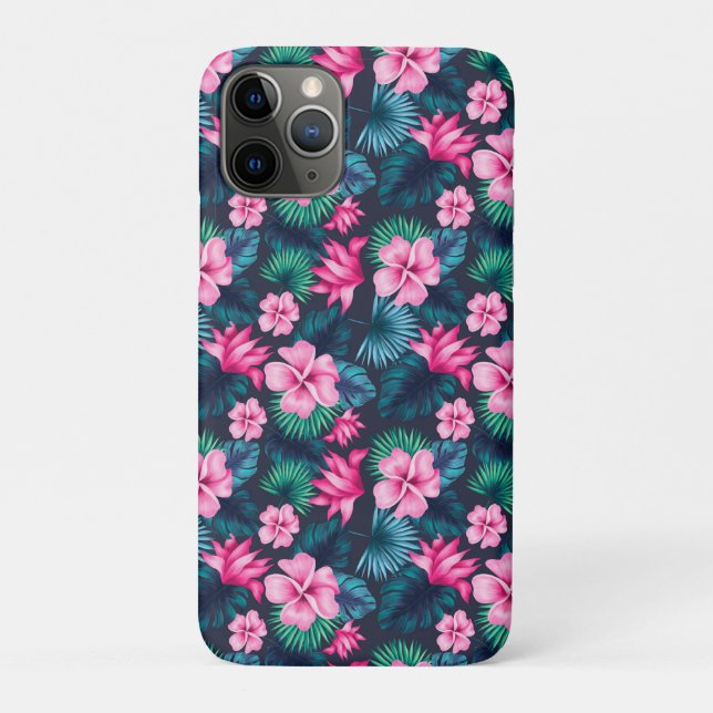 Pink Flowers with Green Leaves Partern-79066 Case-Mate iPhone Case (Back)