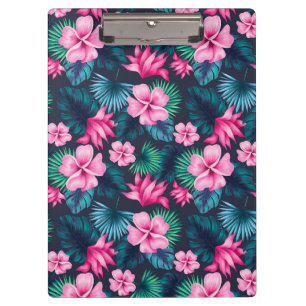 Pink Flowers with Green Leaves Partern-79066 Clipboard