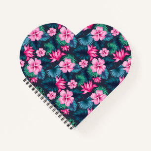 Pink Flowers with Green Leaves Partern-79066 Notebook