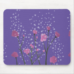 Pink Flowers with Purple Background Mouse Pad