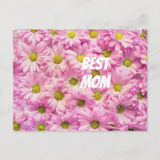 Pink Flowers with text Postcard