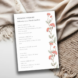 Pink Flowers Wreath Weekend Birthday itinerary Invitation