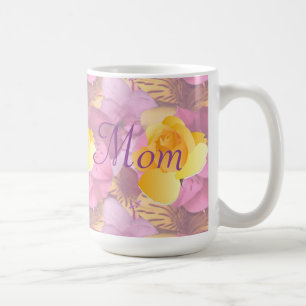 Pink Flowers Yellow Rose Large Mum Mug