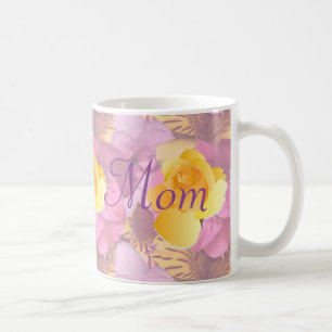 Pink Flowers Yellow Rose Mum Mug