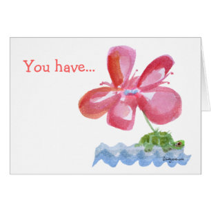 Pink FlowerTurtle Imagination Watercolor Card