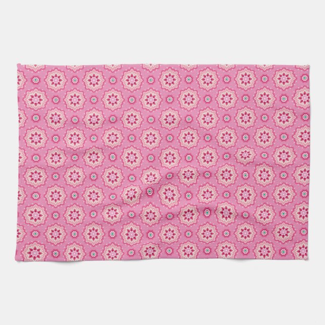 Pink & Flowery Pattern Tea Towel (Horizontal)