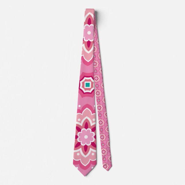 Pink & Flowery Pattern Tie (Front)