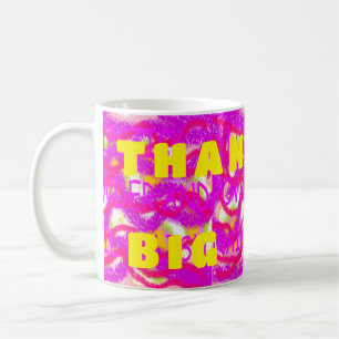 Pink fluffy art thankyou theme big letters coffee mug