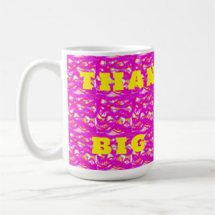 Pink fluffy art thankyou theme big letters coffee mug