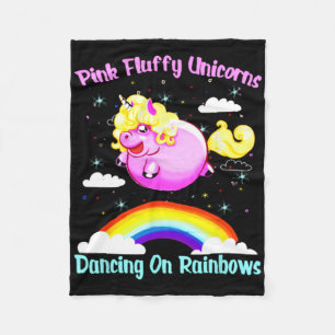 Pink Fluffy Unicorns Dancing On Rainbows T Shirt  Fleece Blanket