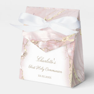 pink fluid marble First Communion Favour Box