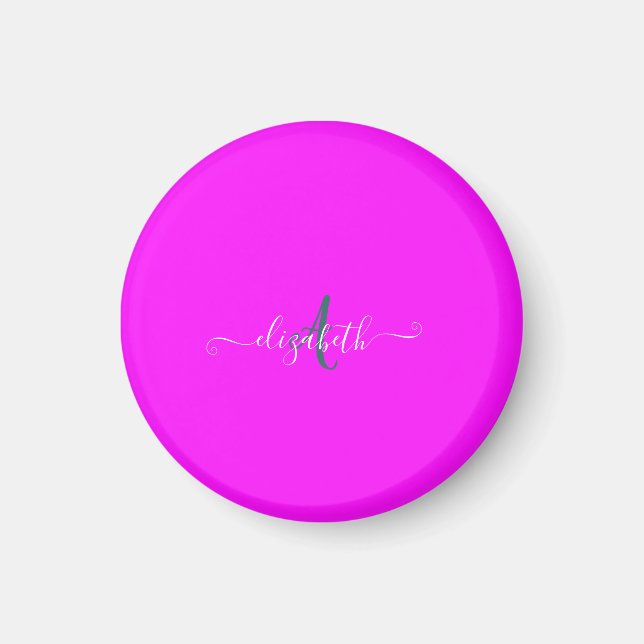Pink Fluorescent Neon Monogram   Magnet (Front)