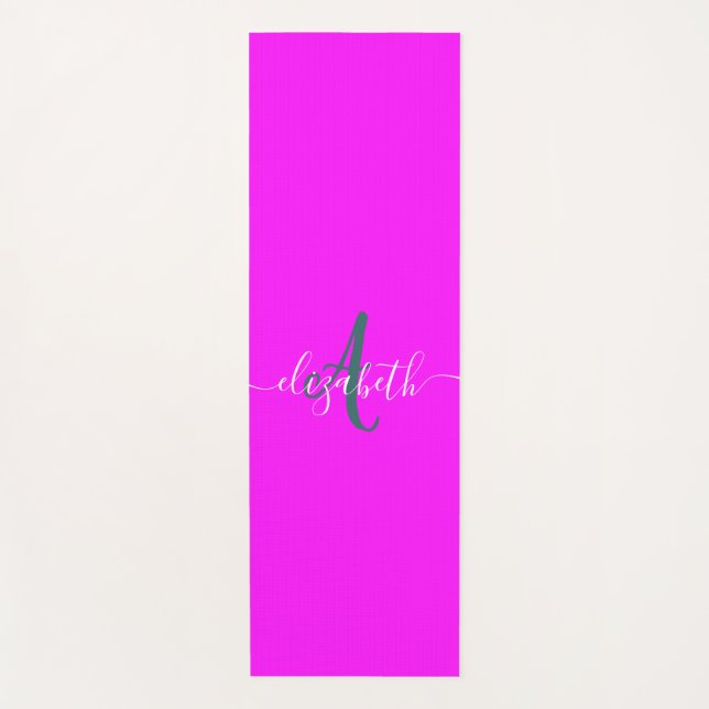 Pink Fluorescent Neon Monogram   Yoga Mat (Front)
