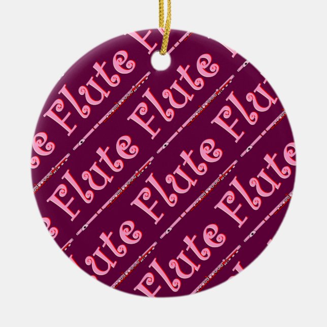Pink Flute Ceramic Ornament (Front)