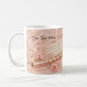 Pink Flute Floral Music Mug