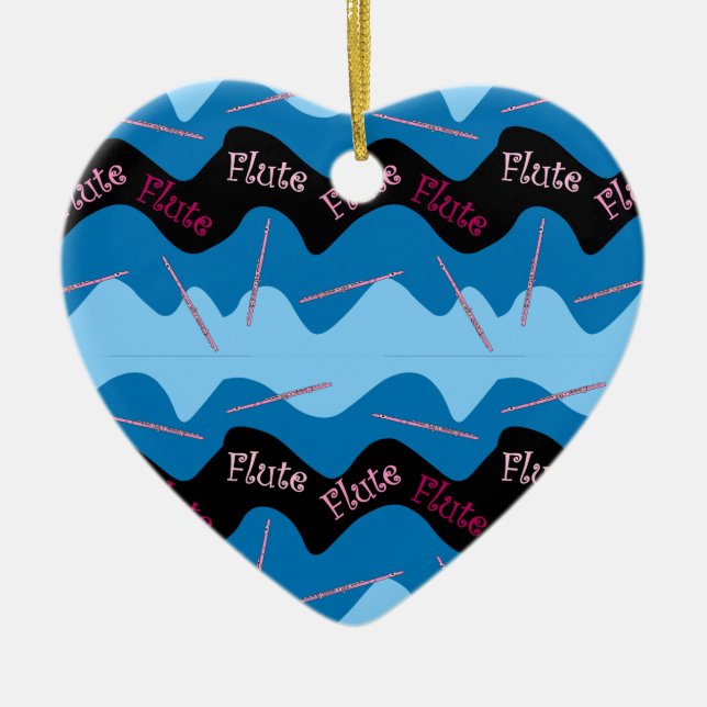Pink Flute Pattern Ceramic Ornament (Front)