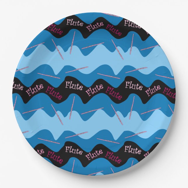 Pink Flute Pattern Paper Plate (Front)