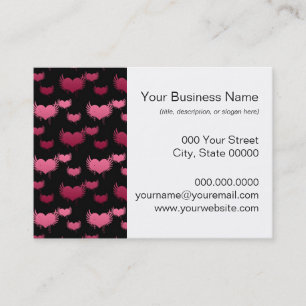 Pink Flying Hearts on Black Business Card